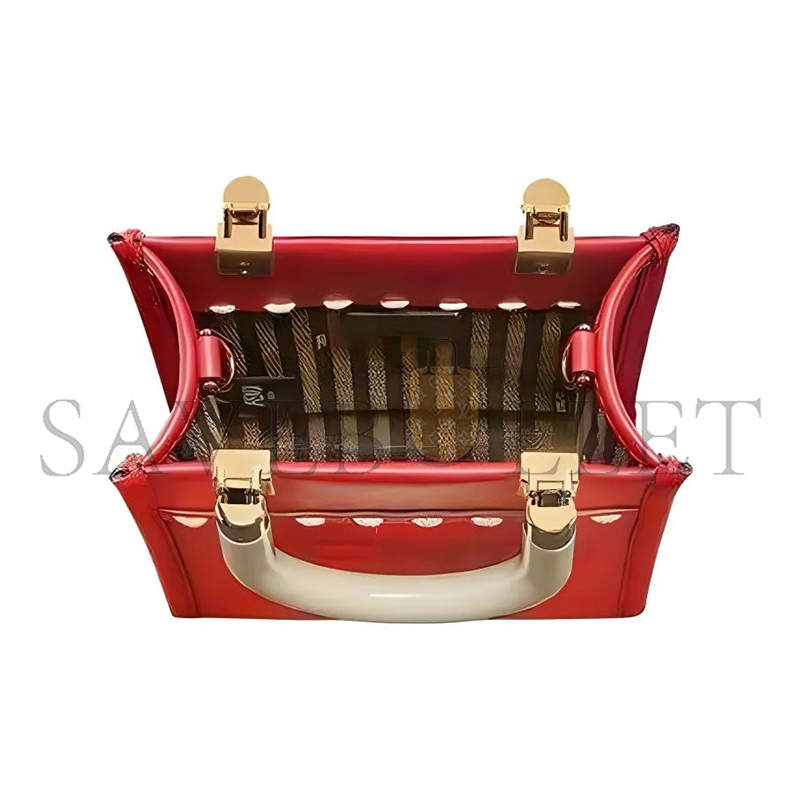 FENDI VITELLO KING PLEXIGLASS MINI FENDI SUNSHINE SHOPPER TOTE FUOCO 8BS051AHNVF0XVW (18*13*6.5cm)